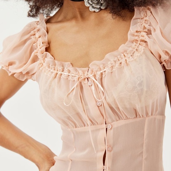 Urban outfitters sheer peach top. - Picture 4 of 8